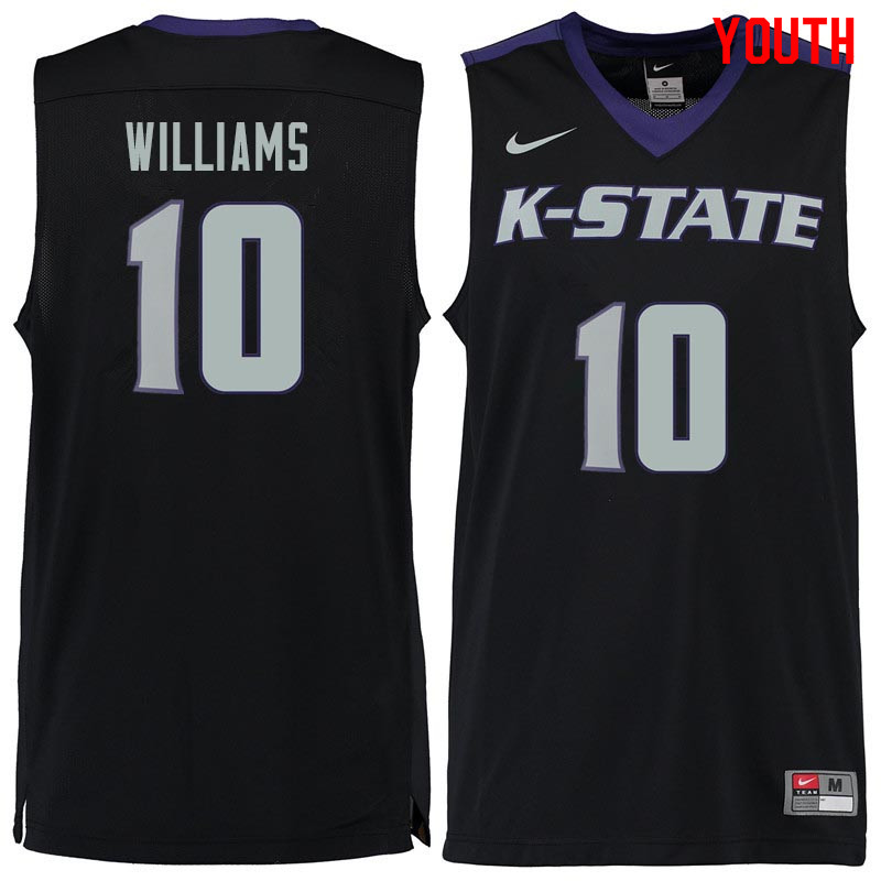 Youth #10 Chuckie Williams Kansas State Wildcats College Basketball Jerseys Sale-Black - Click Image to Close
